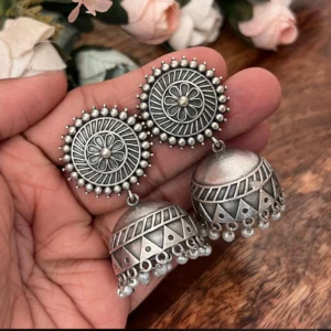 Floral Oxidized Jhumka