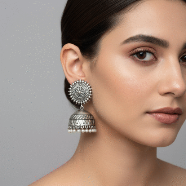Floral Oxidized Jhumka modal
