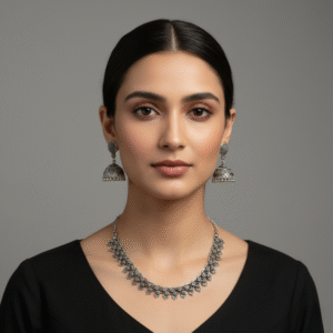 Elegant Oxidised Western Necklace & Jhumka Set