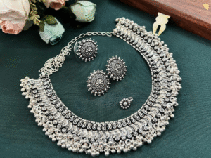 Royal Oxidized Silver Choker Set