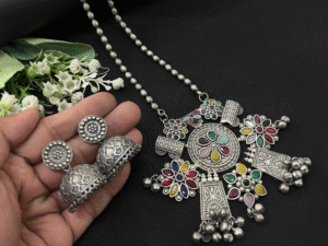 exclusive oxidised Pendant jhumka
