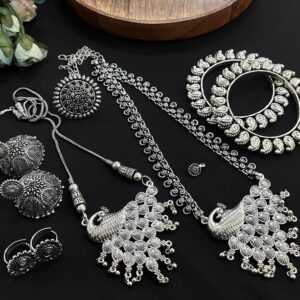 Oxdised Long Necklace & choker set