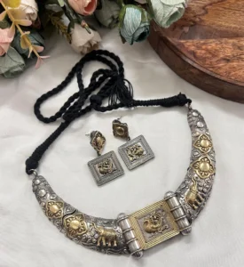 Oxidized German Silver Hasli Necklace Set