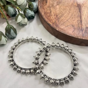 Oxidised Silver Bell Kada Bangles
