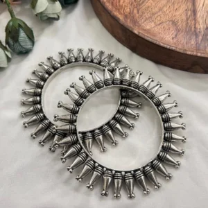 Oxidised Silver Cone Kada Bangles