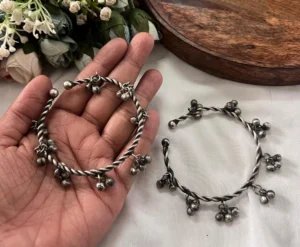 Replica Oxidized Bangles with Ghungroo