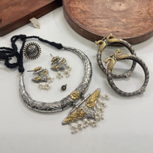 Dual Tone Oxidised Choker Set