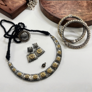 Handcrafted Dual Tone Oxidised Jewelry Set