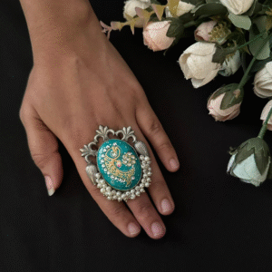 Paisley Meenakari Oxidised Ring