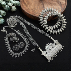 Swirl Engraved Oxidised Jewelry Set