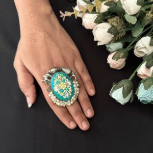 Royal Lotus Enamel Statement Ring
