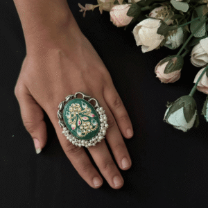 Imperial Verdant Bloom Oxidised Ring