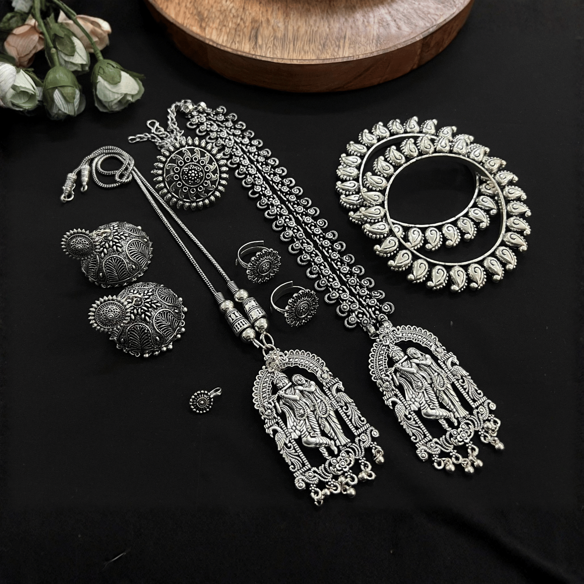 Oxidised Krishna Pendant Set