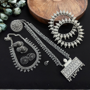 Devotional Temple Oxidised Jewelry Set