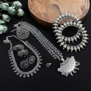 Crescent Tribal Oxidised Jewelry Set