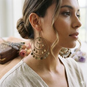 Bohemian Antique Gold Multi-Layer Coin Hoop Earrings
