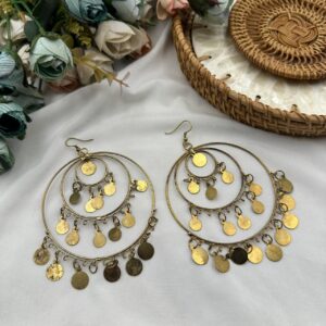 Bohemian Antique Gold Multi-Layer Coin Hoop Earrings 3