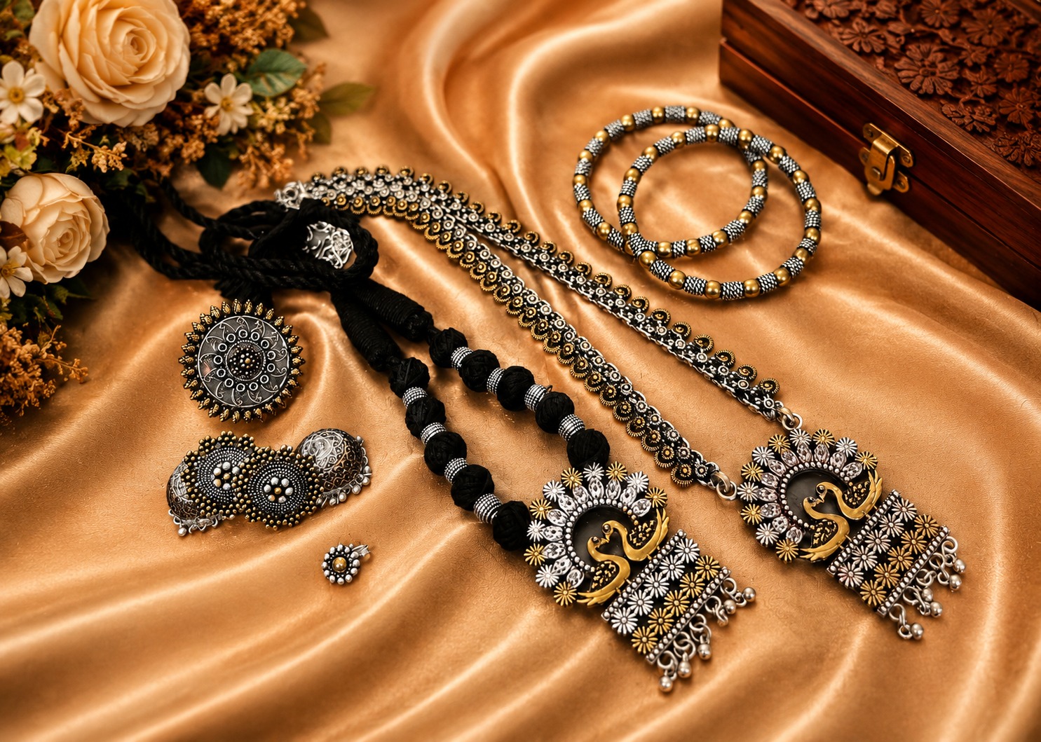 Bohemian Oxidized Silver Jewelry Set