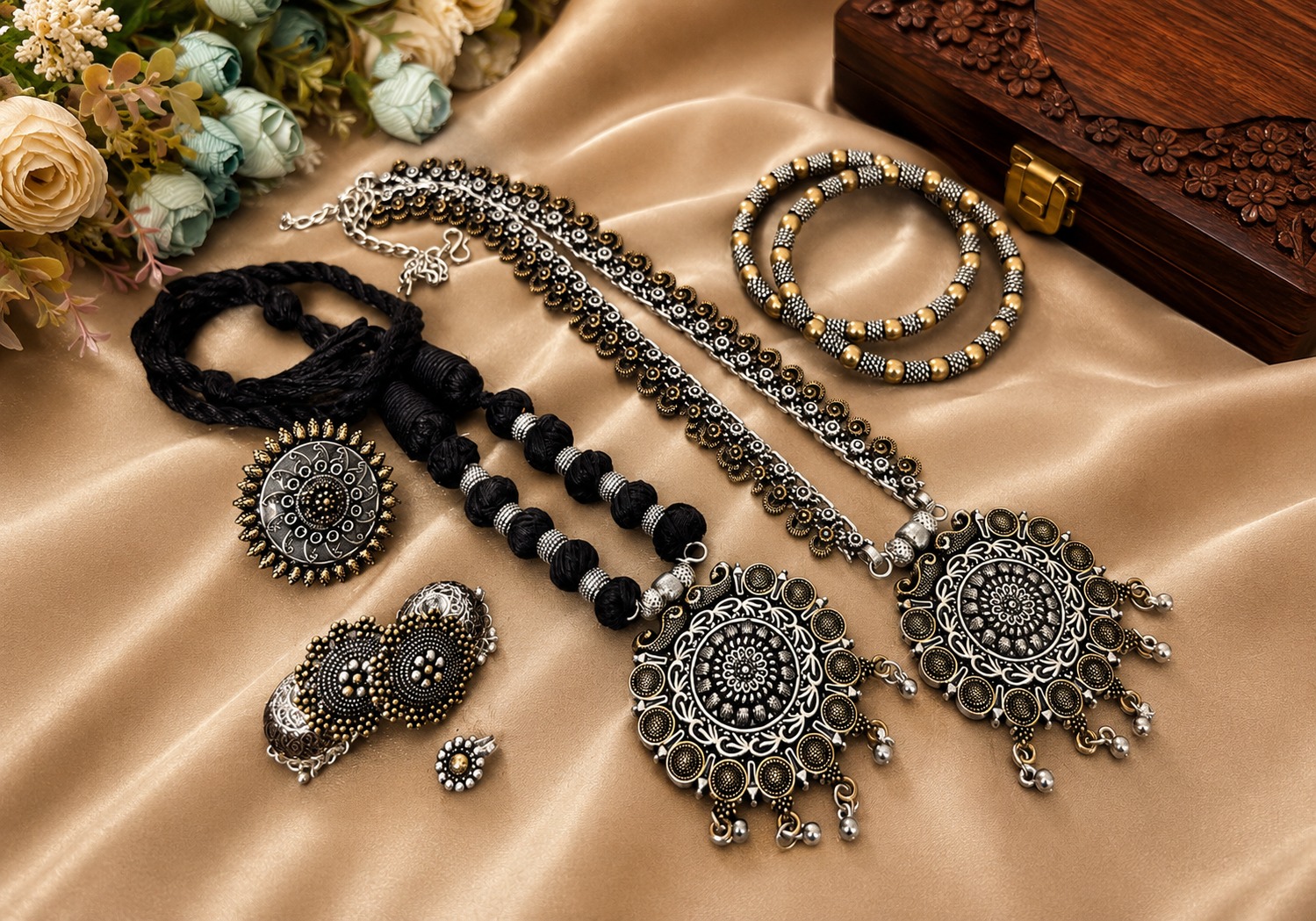 Bohemian Oxidized Silver Jewelry Set 3