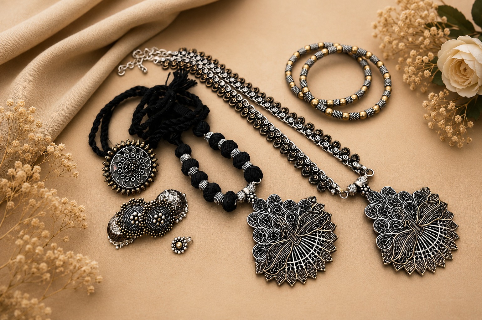 Bohemian Oxidized Silver Jewelry Set 5