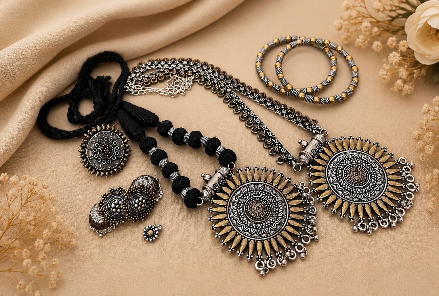 Bohemian Oxidized Silver Jewelry Set 4