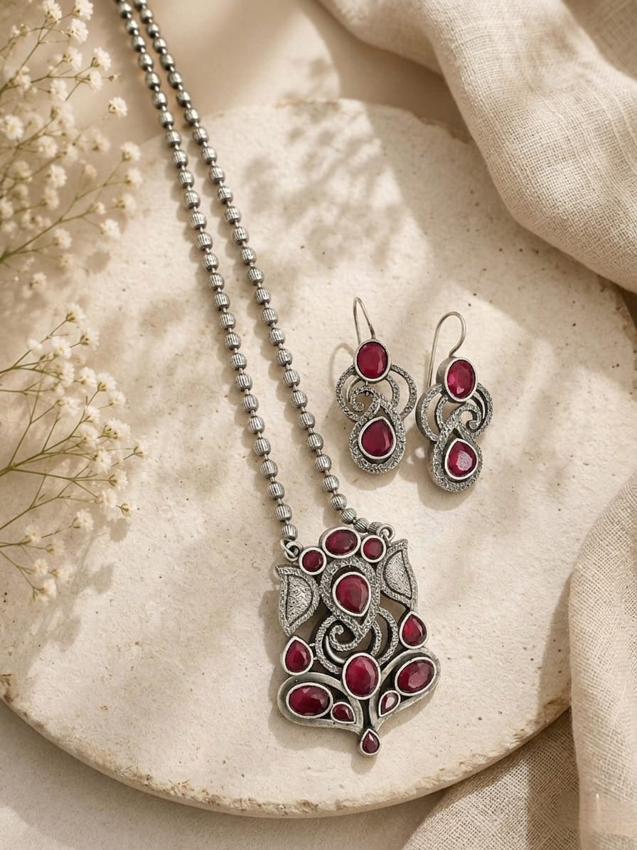 ganesha designed pendant set