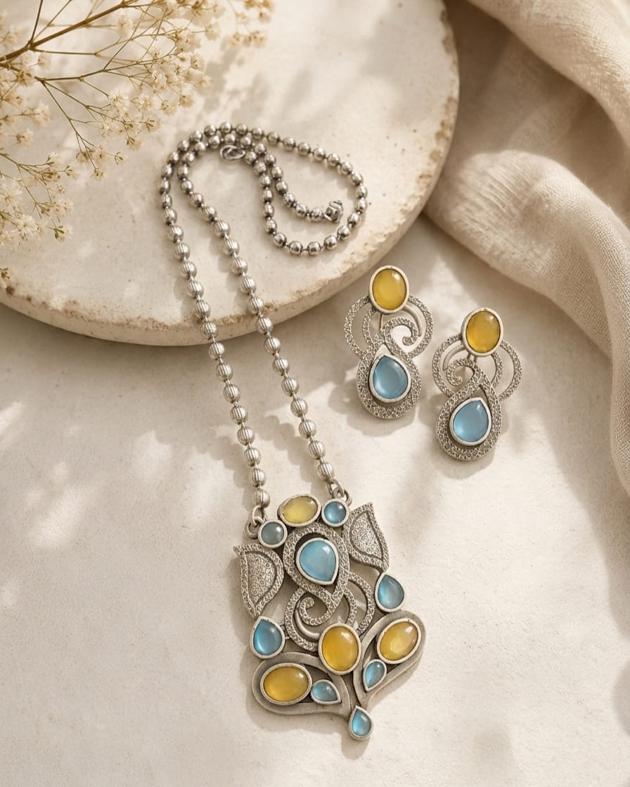 ganesha designed pendant set