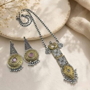 Dual tone long necklace