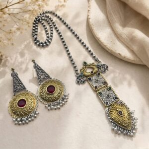 Dual tone long necklace