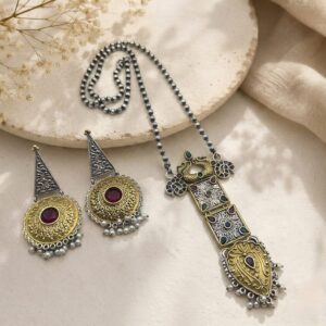 Dual tone long necklace
