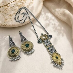 Dual tone long necklace