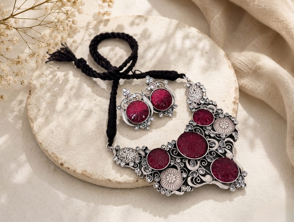 Monalisa stone necklace set