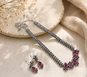 Long chain stone necklace