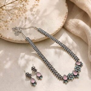 Long chain stone necklace