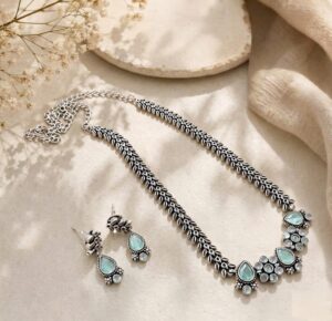 Long chain stone necklace