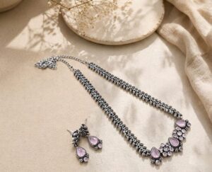 Long chain stone necklace