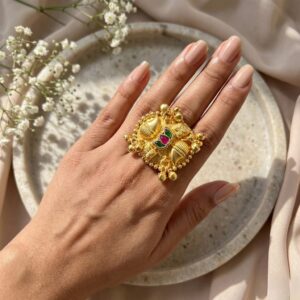 Golden kashmiri adjustable ring