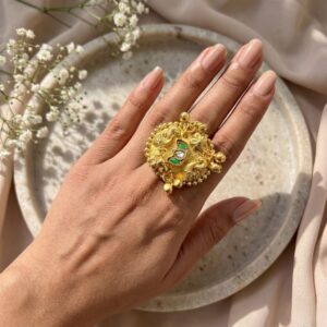 Golden kashmiri adjustable ring