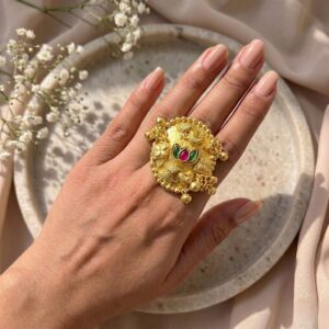 Golden kashmiri adjustable ring