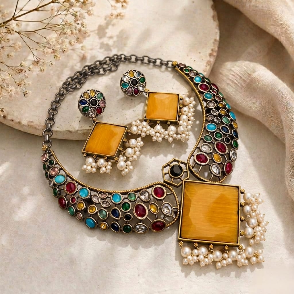 Stone monalisa choker set