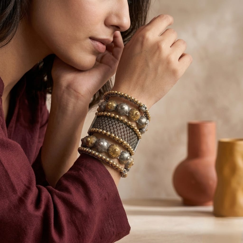 Dual tone adjustable bangles