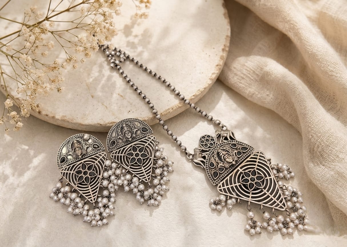 Stone chain pendant set