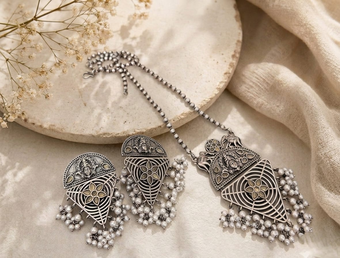 Stone chain pendant set