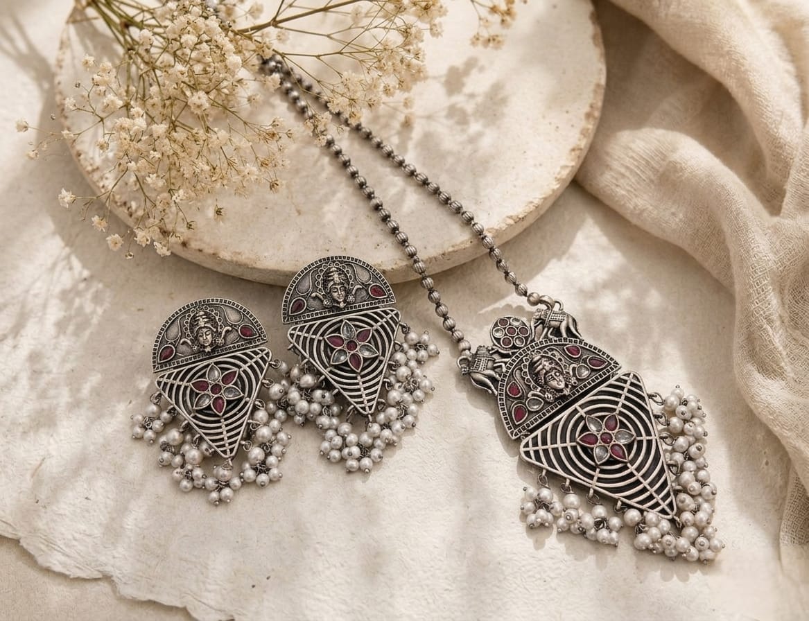 Stone chain pendant set