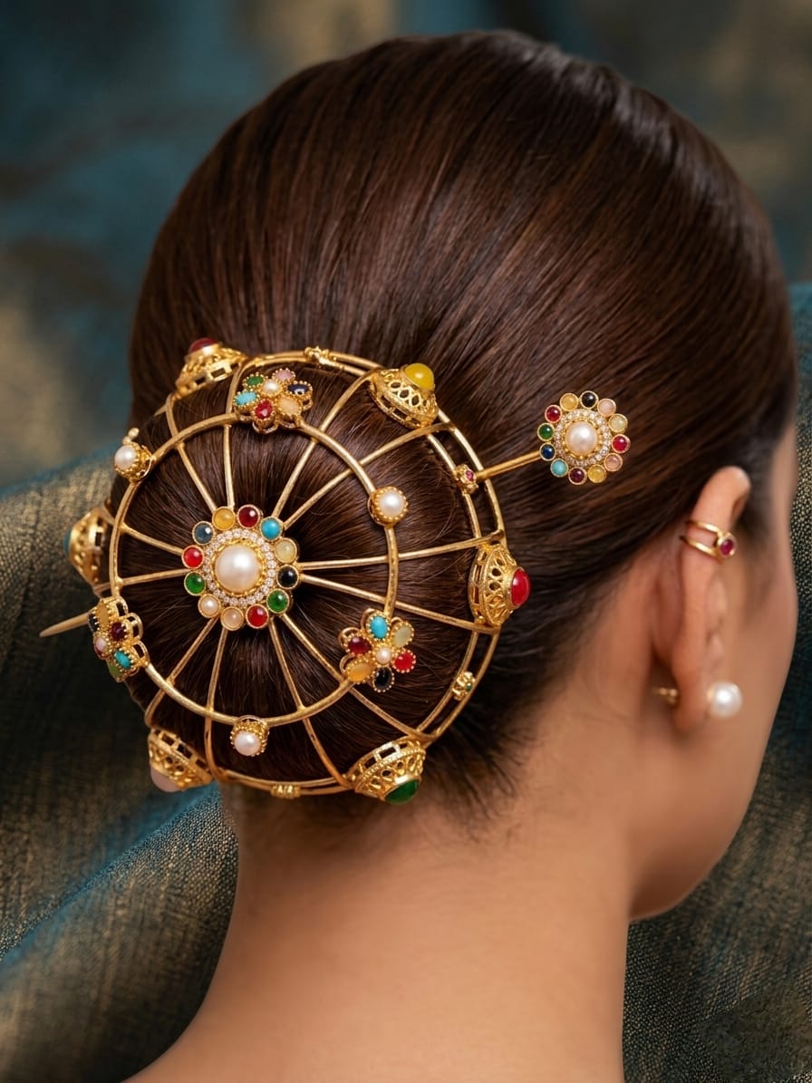 Bun cage with matching pin