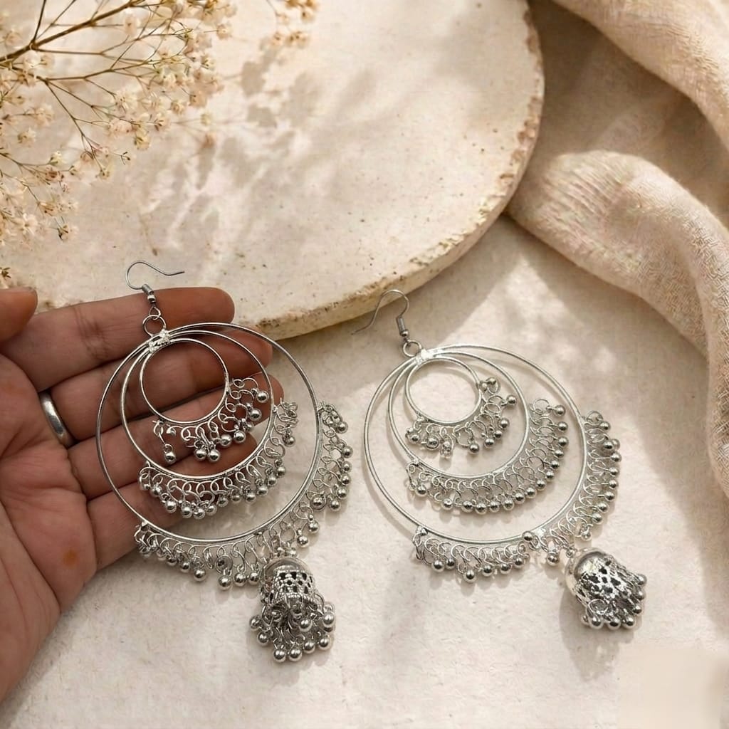 Golden and silver chaandbali
