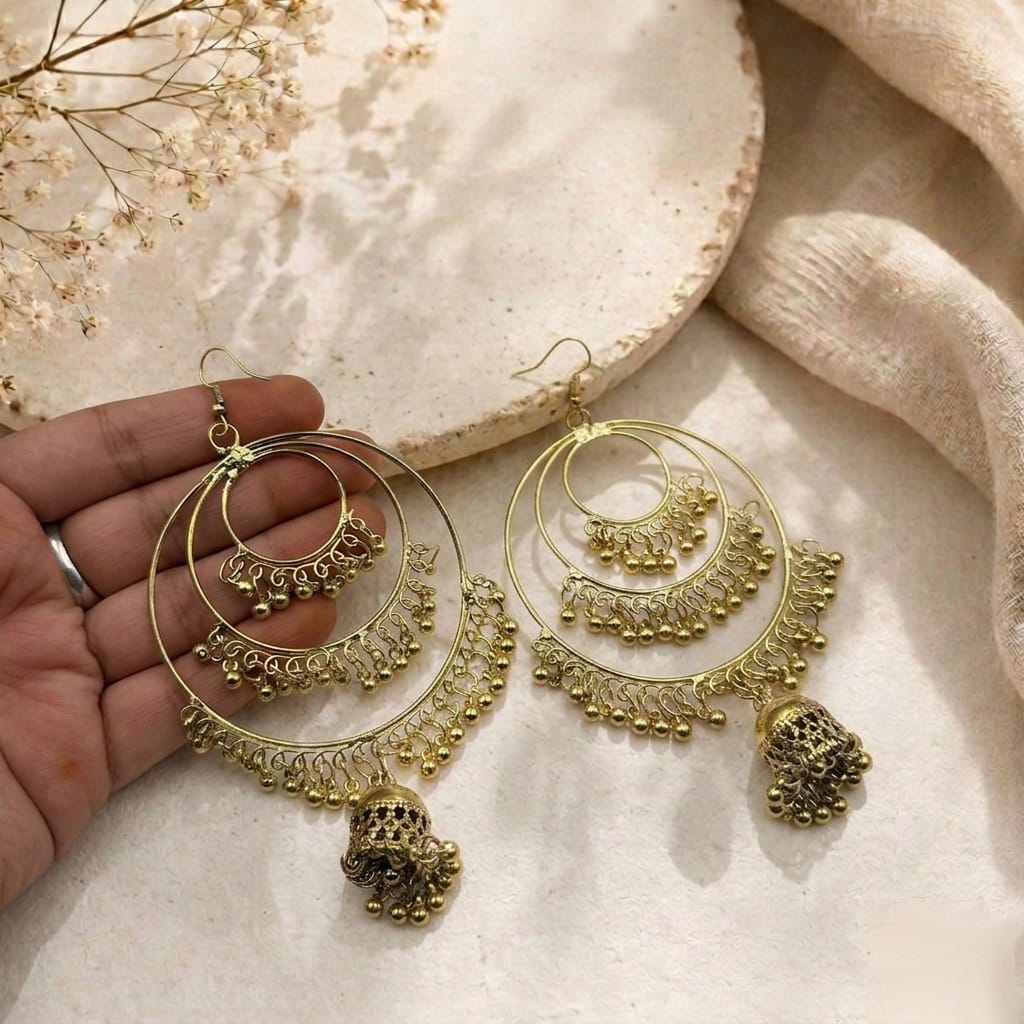 Golden and silver chaandbali