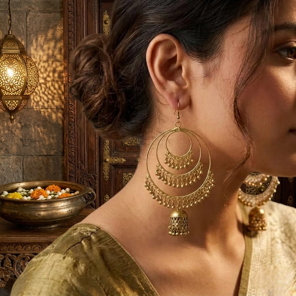 Golden and silver chaandbali