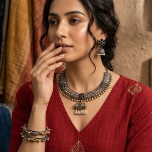 Dual tone hasli necklace