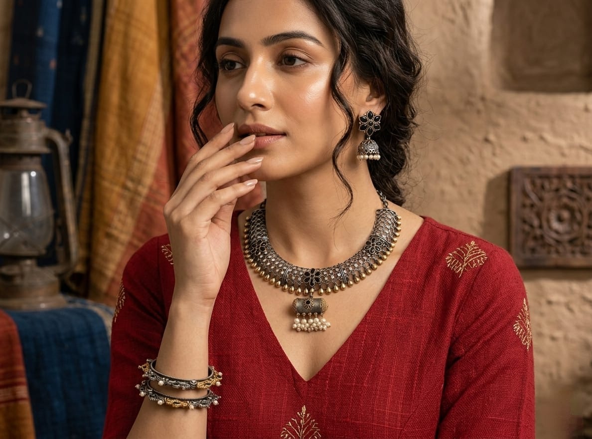 Dual tone hasli necklace